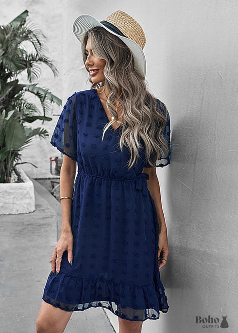 Aurora Boho Mini Dress Blue